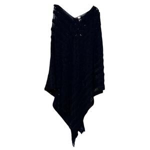 Win win One Size Black Crocheted Shawl Wrap